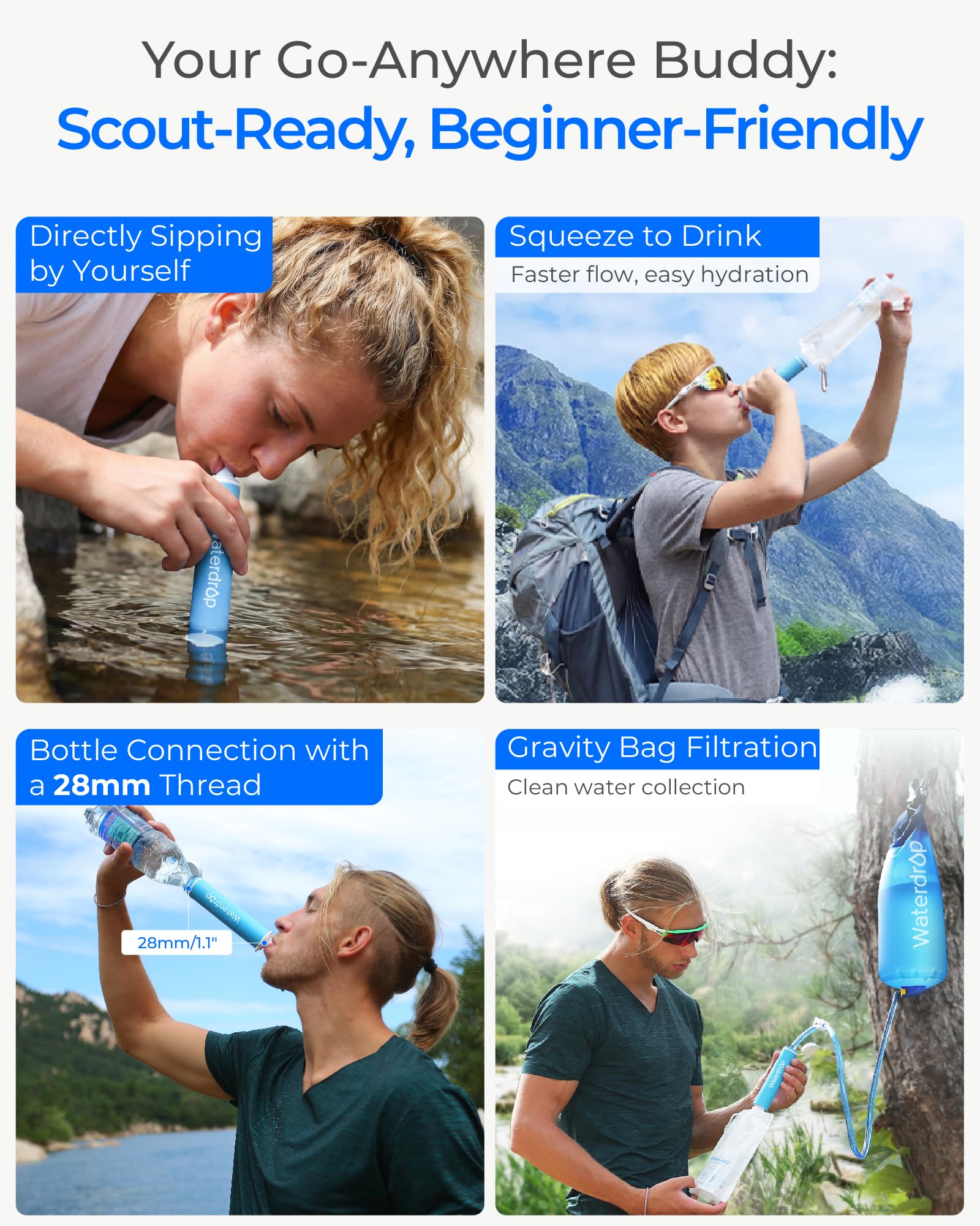 Waterdrop Personal Water Filter Straw with Gravity Bag — view 4