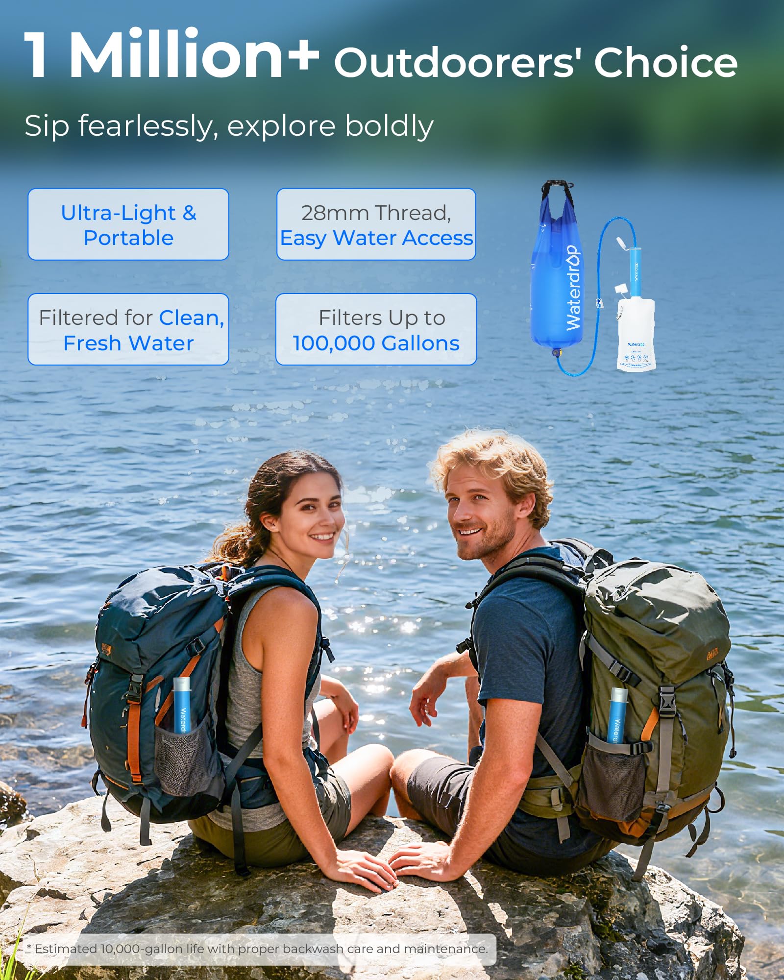 Waterdrop Personal Water Filter Straw with Gravity Bag — view 2